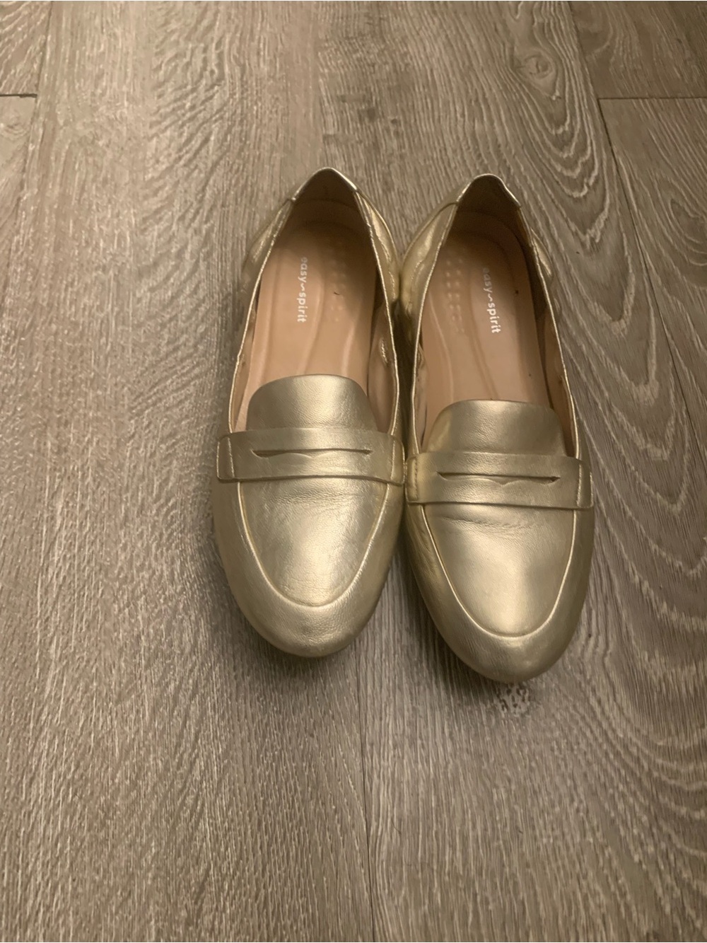 Easy Spirit Metallic Gold Penny Loafers